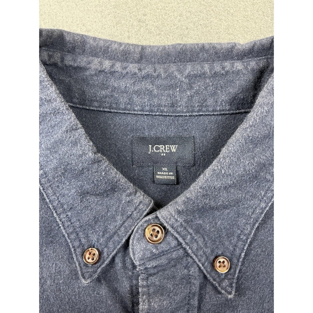 J Crew Shirt Mens XL Blue Cotton Flannel Button Down Elbow Patch preppy dad prof - Picture 2 of 8